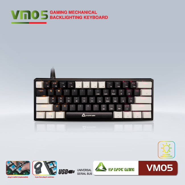 Bàn phím VSP eSport Gaming VM05 Gray - Black