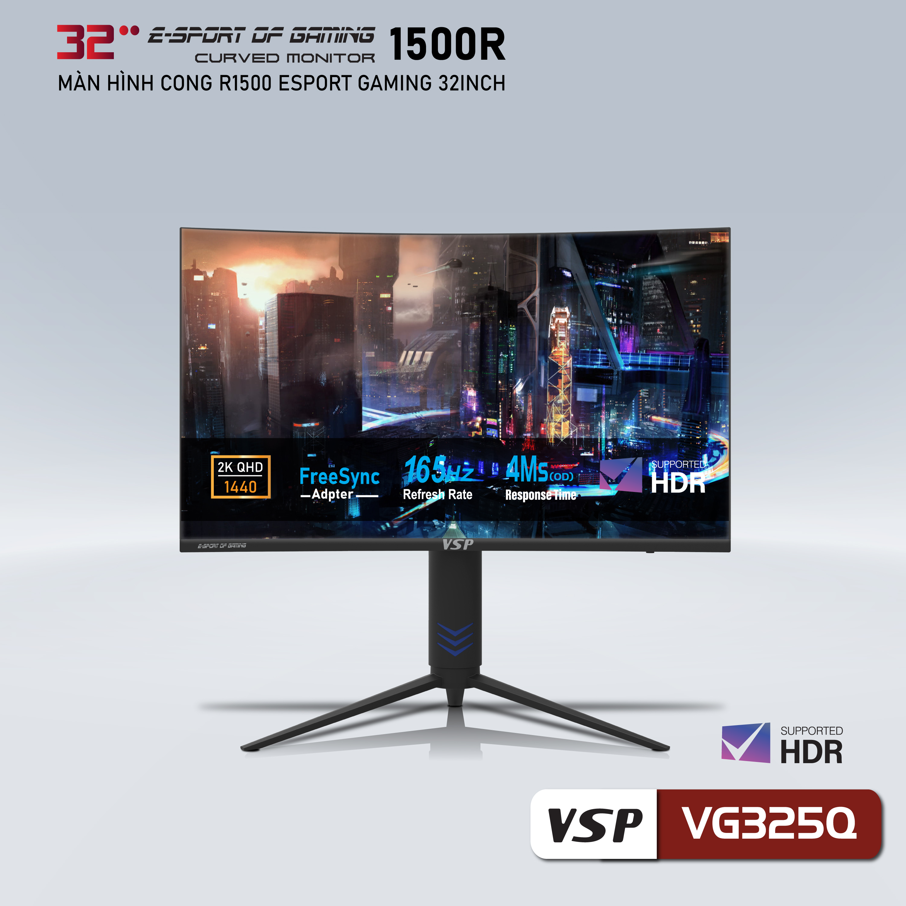 Màn hình cong VSP 2K 32inch ESport Gaming VG325Q