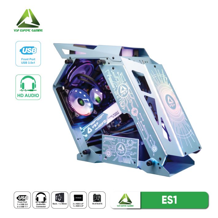 VỎ CASE MÁY TÍNH VSP ESPORT REPUBLIC OF GAMERS ES1 - XANH