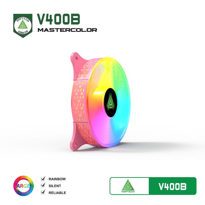Quạt tản nhiệt VSPTECH LED RGB V400B - Hồng