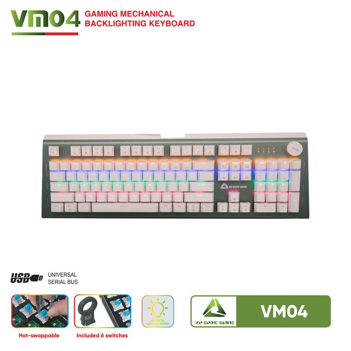 Bàn phím VSP eSport Gaming VM04 - Trắng
