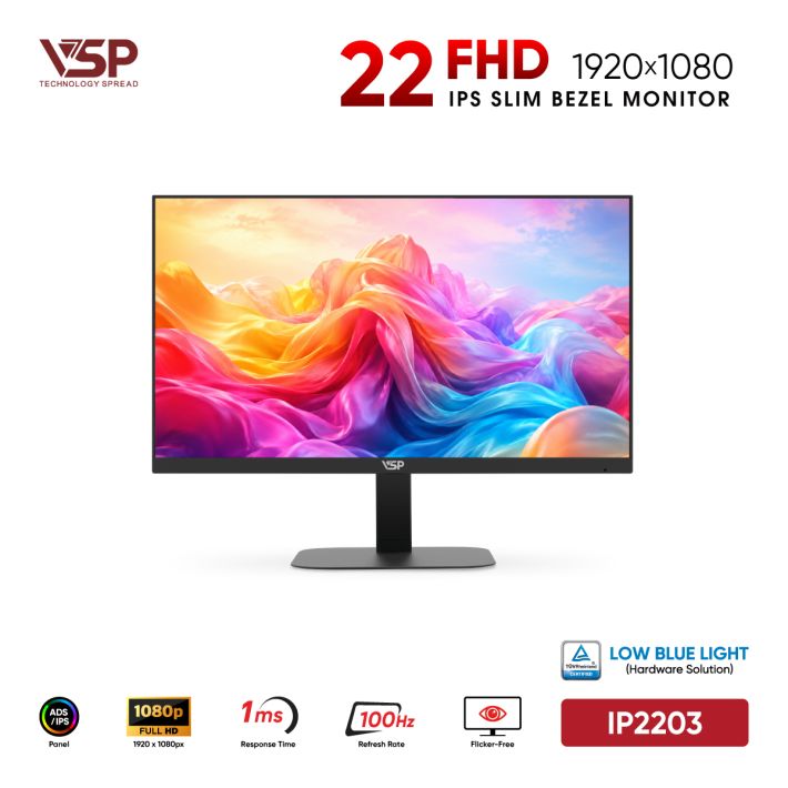 Màn Hình Văn Phòng VSP IP2203 Đen (22inch / ADS-IPS / FHD / 100Hz / 1ms / TUV Certified)