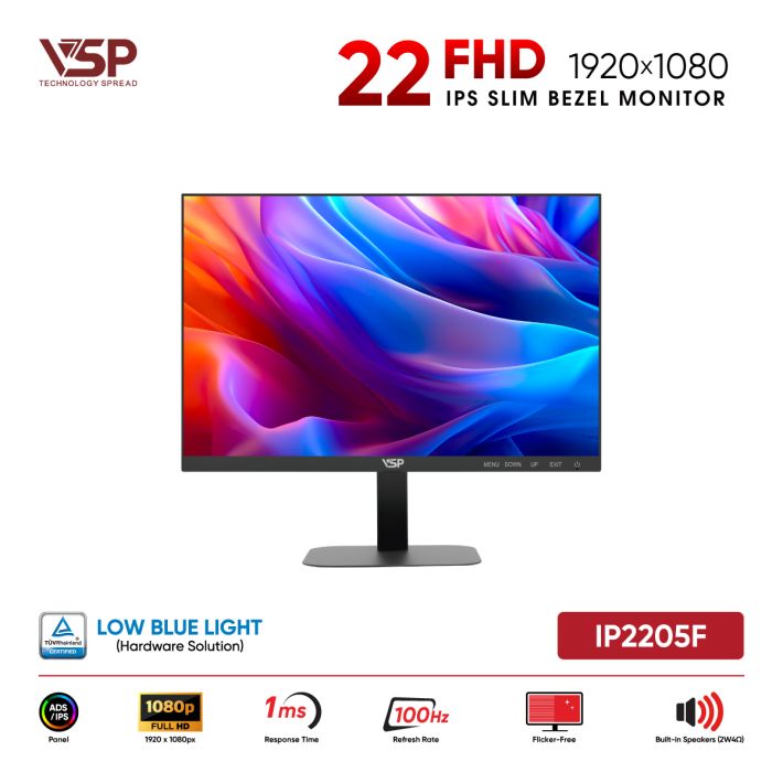 Màn Hình Văn Phòng VSP IP2205F Đen (22inch / ADS-IPS / FHD / 100Hz / 1ms / Loa tích hợp / TUV Certified)