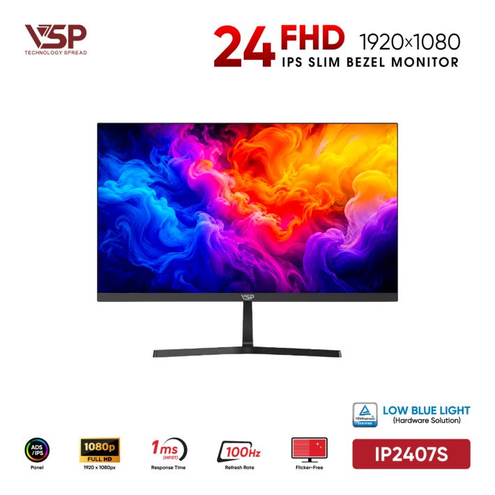 Màn Hình Văn Phòng VSP IP2407S Đen (24inch / IPS / FHD / 100Hz / 1ms / TUV Certified / 99% sRGB)