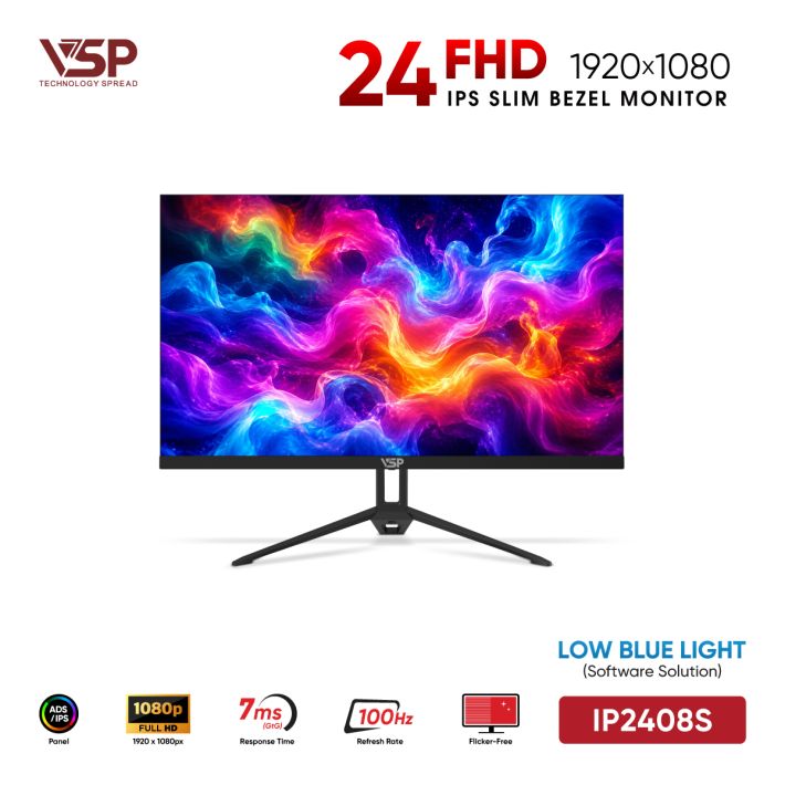 Màn Hình Văn Phòng VSP IP2408S Đen (24inch / ADS-IPS / FHD / 100Hz / 100% sRGB / 96% DCI-P3)