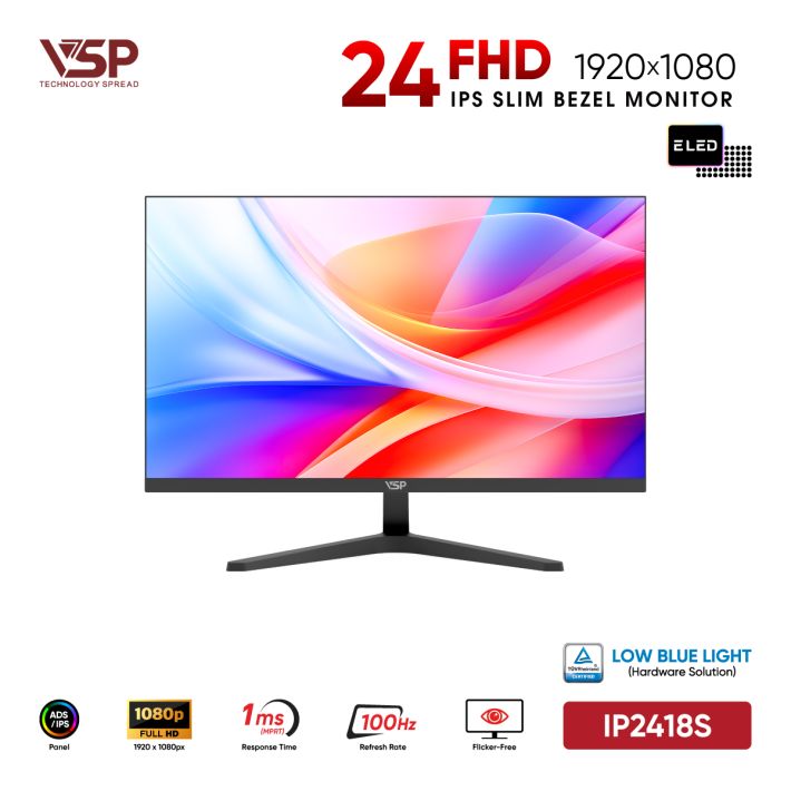Màn Hình Văn Phòng VSP IP2418S Đen (24inch / ADS-IPS / FHD / 100Hz / 1ms / TUV Certified)