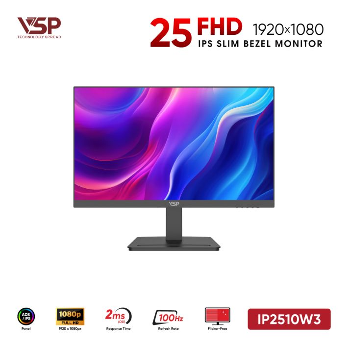 Màn Hình Văn Phòng VSP IP2510W3 Đen (25inch / IPS / FHD / 100Hz / 2ms / 97% sRGB)