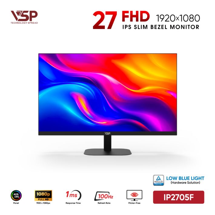 Màn Hình Văn Phòng VSP IP2705F Đen (27inch / ADS-IPS / FHD / 100Hz / 1ms / Loa tích hợp / TUV Certified)