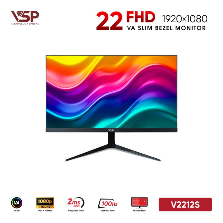 Màn Hình Văn Phòng VSP V2212S Đen (22inch / VA / FHD / 100Hz / 2ms)