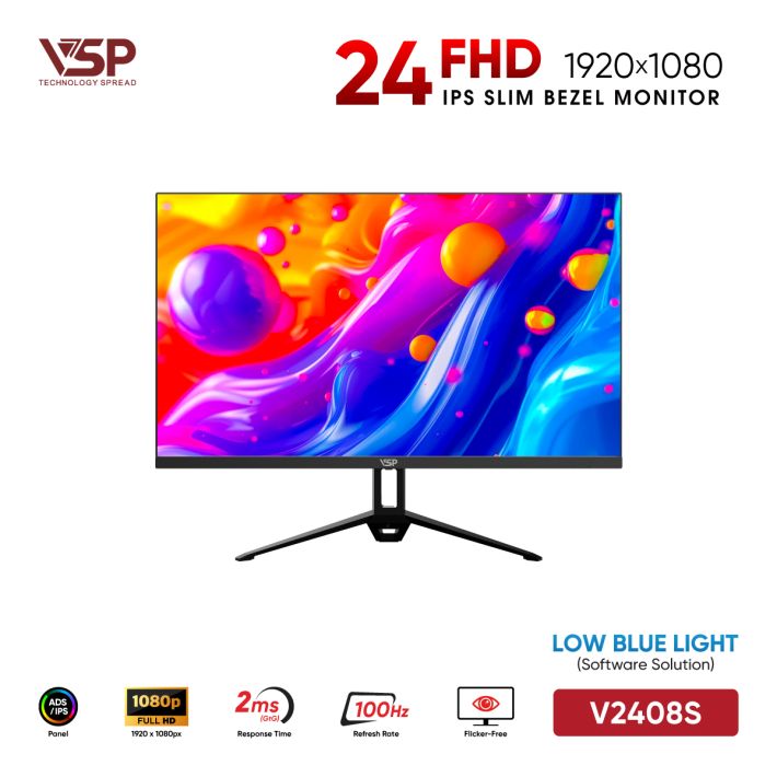 Màn Hình VSP V2408S Đen (24inch / IPS / FHD / 100Hz / 2ms / Loa tích hợp)