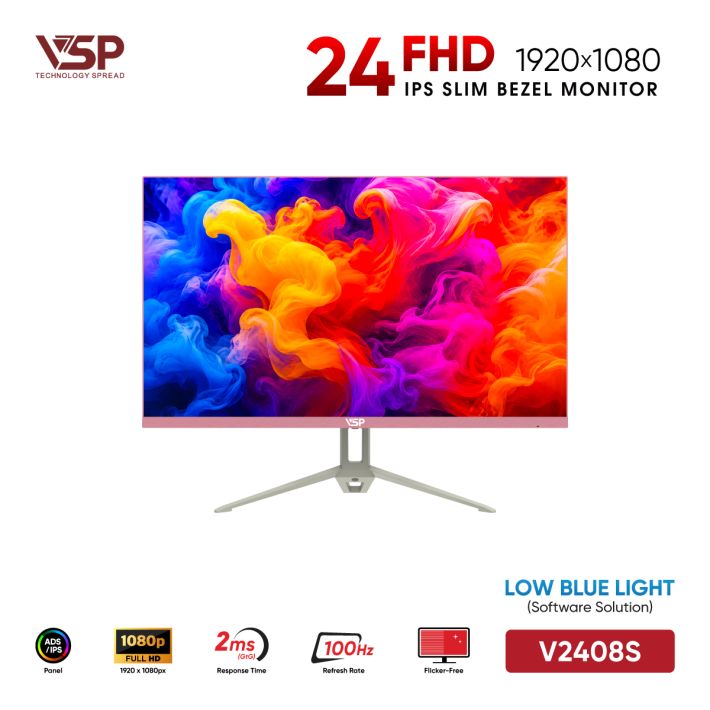 Màn Hình Văn Phòng VSP V2408S Hồng (24inch / ADS-IPS / FHD / 100Hz / 2ms / Loa tích hợp)