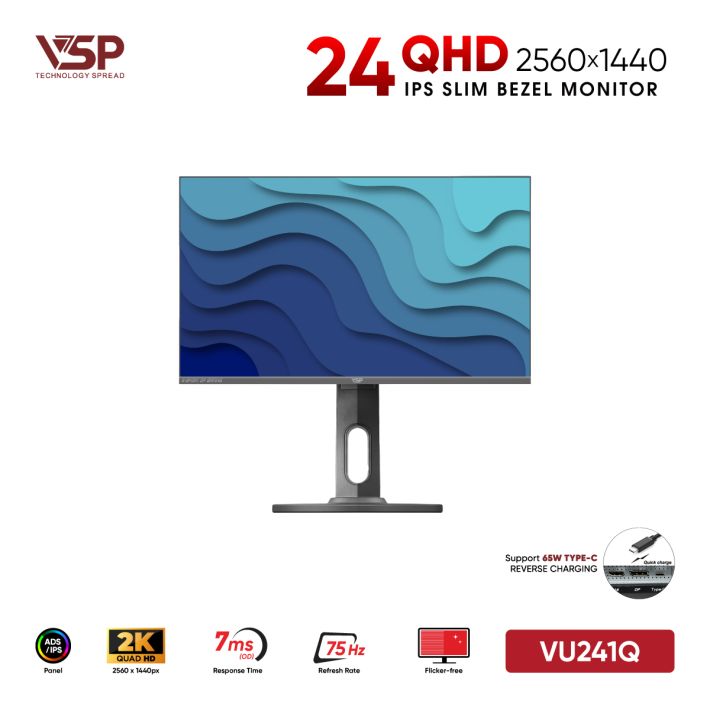 Màn hình phẳng VSP 24inch 2K eSport Gaming VU241Q - QHD /USB-C Type-C