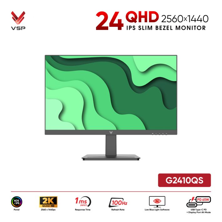 Màn Hình VSP G2410QS (24inch / IPS / QHD / 100Hz / Type-C 65W / Loa 2x3W)