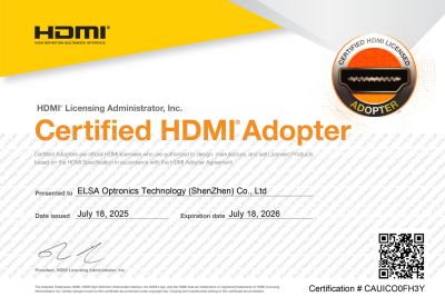 ELSA Optronics Technology (ShenZhen) Co., Ltd. - Đối tác sản xuất màn hình VSP đạt chứng nhận HDMI® Certified Adopter