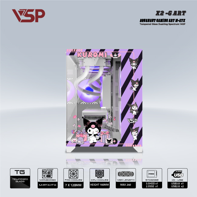 Vỏ case máy tính VSP X2 - G.ART Trắng