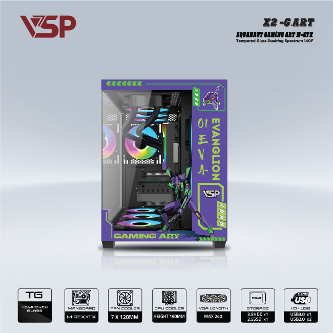 Vỏ case máy tính VSP X2 - G.ART Đen