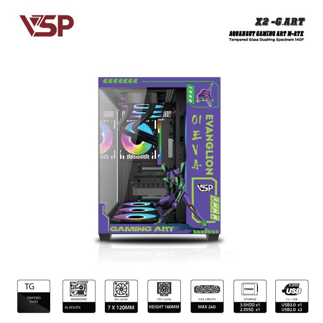 Vỏ Case máy tính VSP X2 - G.ART  Đen 