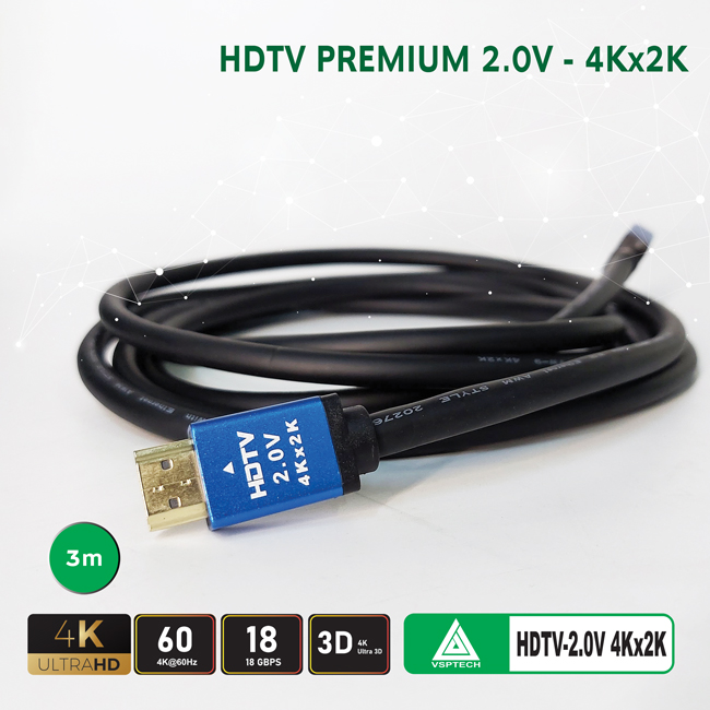 Cáp HDMI VSPTECH premium 2.0V - 3m
