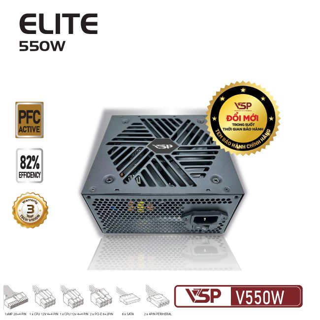 Bộ nguồn VSP Elite Active PFC V550W