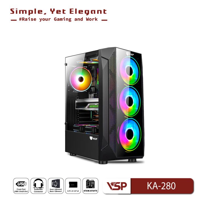 Vỏ Case Máy Tính Gaming VSPTECH KA-280 Helios