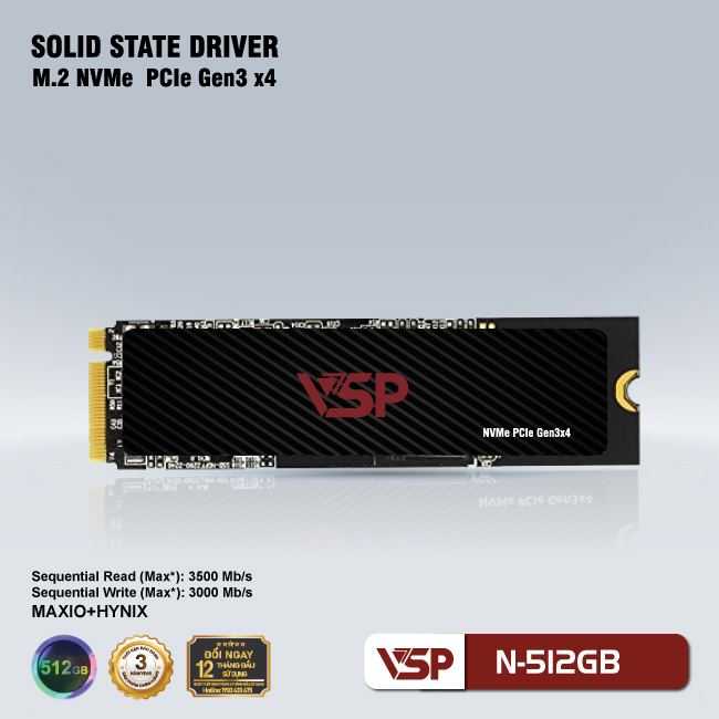 Ổ cứng SSD VSP NVMe - PCIe ReV3  N-512Gb