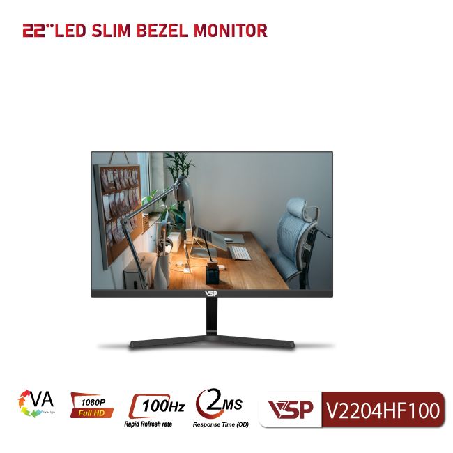 Màn hình phẳng LED VSP V2204HF100 (21.5inch / VA / FHD / 100Hz / 2ms)
