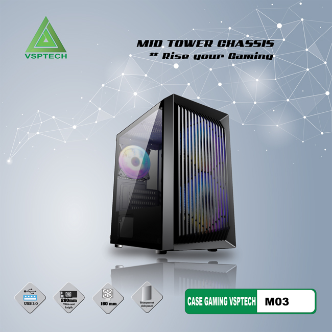 Case VSPTECH Gaming Mid Tower Chassis M03