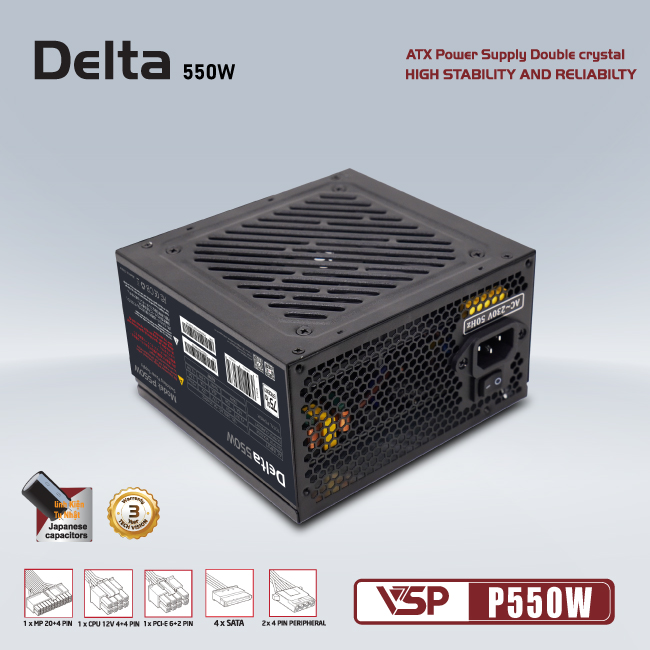 Bộ Nguồn công suất thực VSP Delta P550W