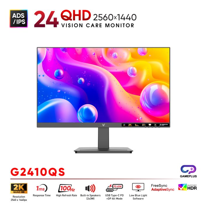 Màn Hình VSP G2410QS 24 inch (2K QHD / IPS / 100Hz / Type-C 65W / Loa kép)
