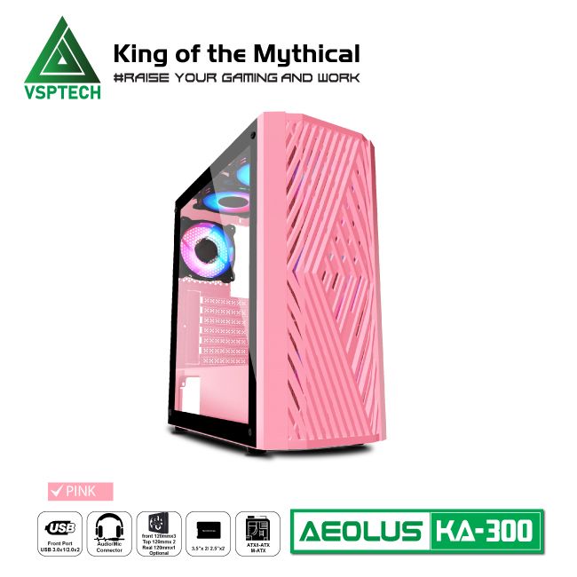 Vỏ Case Máy Tính Gaming VSPTECH KA300 - Hồng
