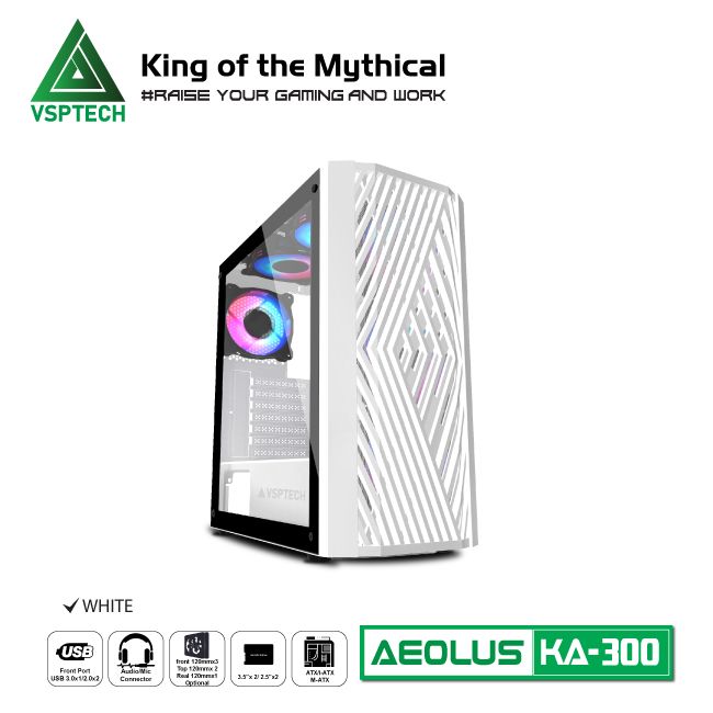 Vỏ Case Máy Tính Gaming VSPTECH KA300 - Trắng