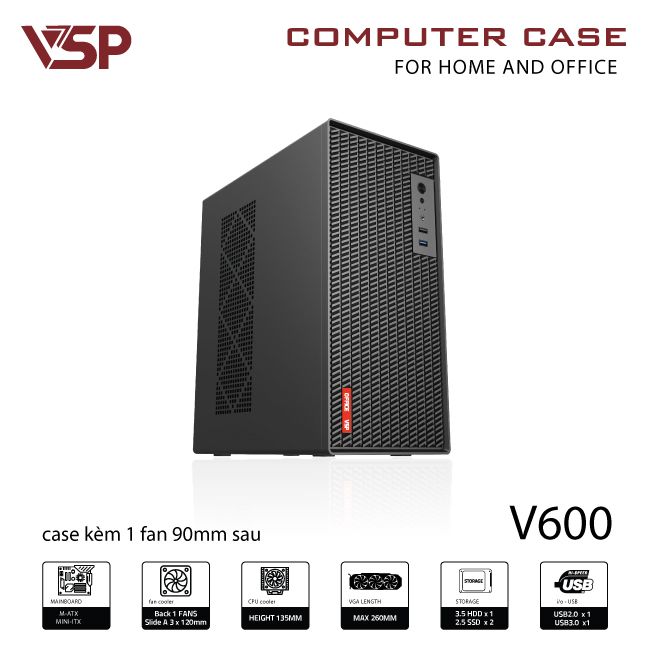 Case Văn Phòng V600 - Đen