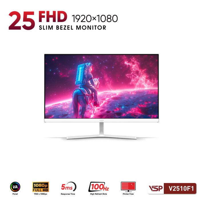 Màn Hình VSP V2510F1 White (25inch / VA / FHD / 100Hz / 1ms)