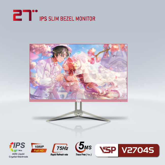 Màn hình LED SLIM monitor VSP 27inch V2704S - Pink