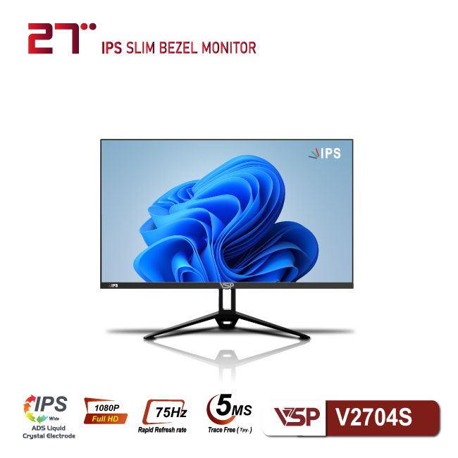 Màn hình VSP V2704S (27inch / FHD / IPS / 75Hz / 5ms / Black)