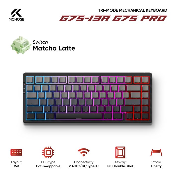 Bàn phím cơ MCHOSE G75-13A G75 Pro Black Matcha Latte Switch V2