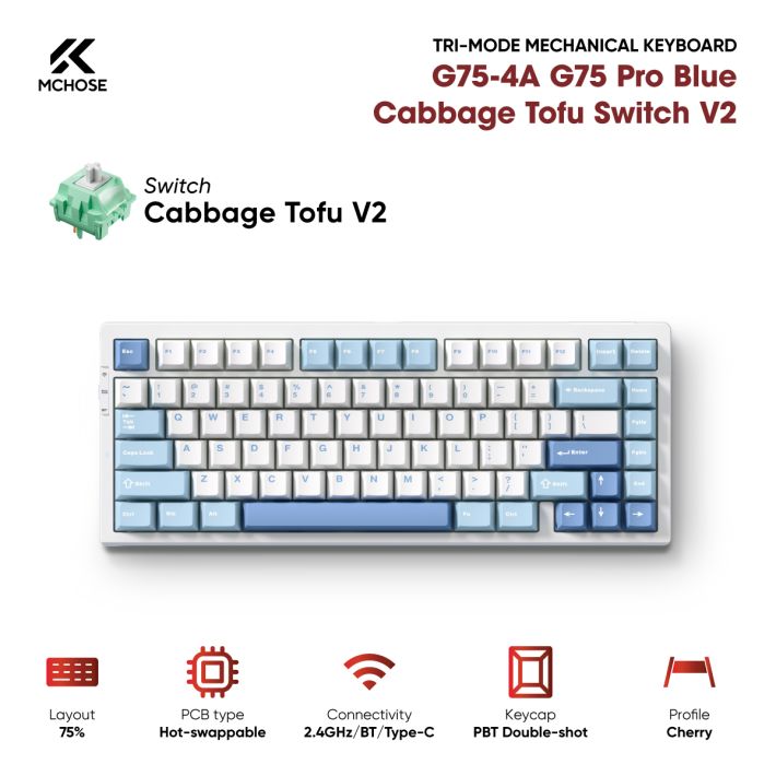 Bàn phím cơ MCHOSE G75-4A G75 Pro Blue Cabbage Tofu Switch V2 