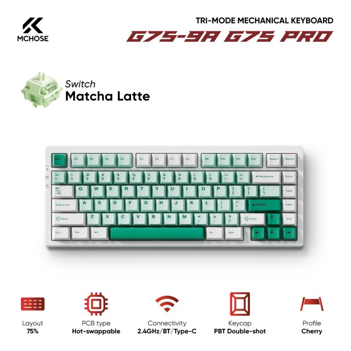 Bàn phím cơ MCHOSE G75-9A G75 Pro Green Matcha Latte Switch V2