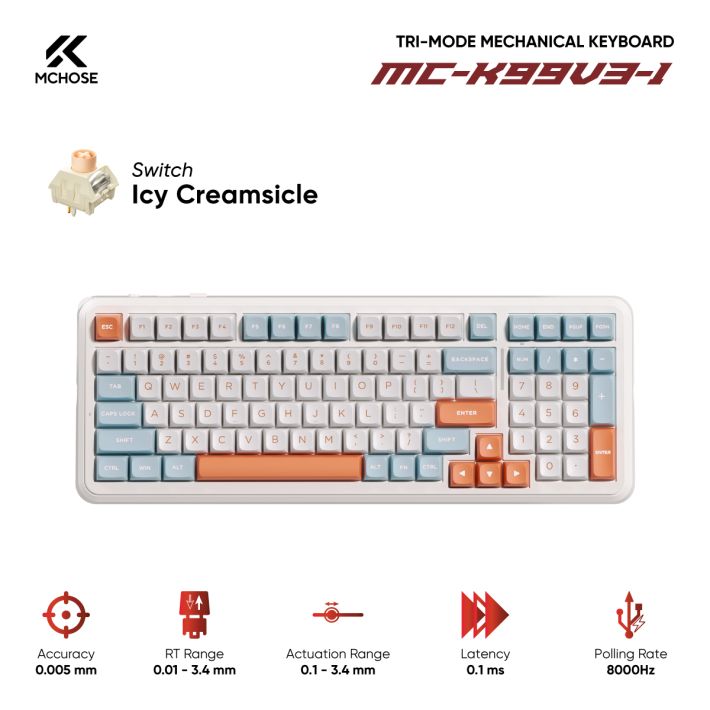 Bàn phím cơ MCHOSE MC-K99V3-1 K99V3 Horizon Orange Icy Creamsicle Switch