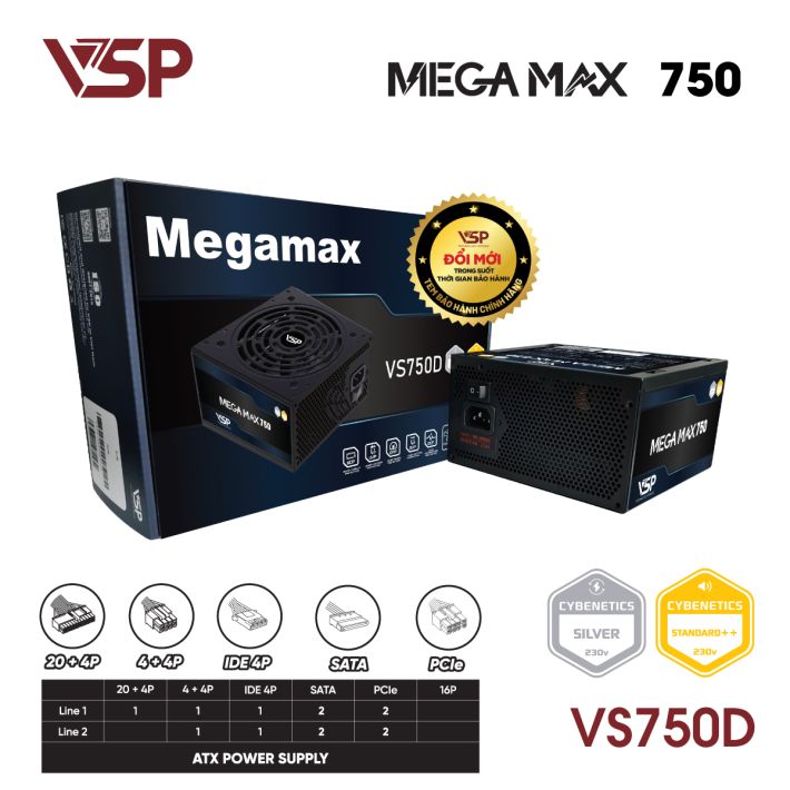 Bộ nguồn máy tính ATX VSP MEGAMAX VS750D - 750W