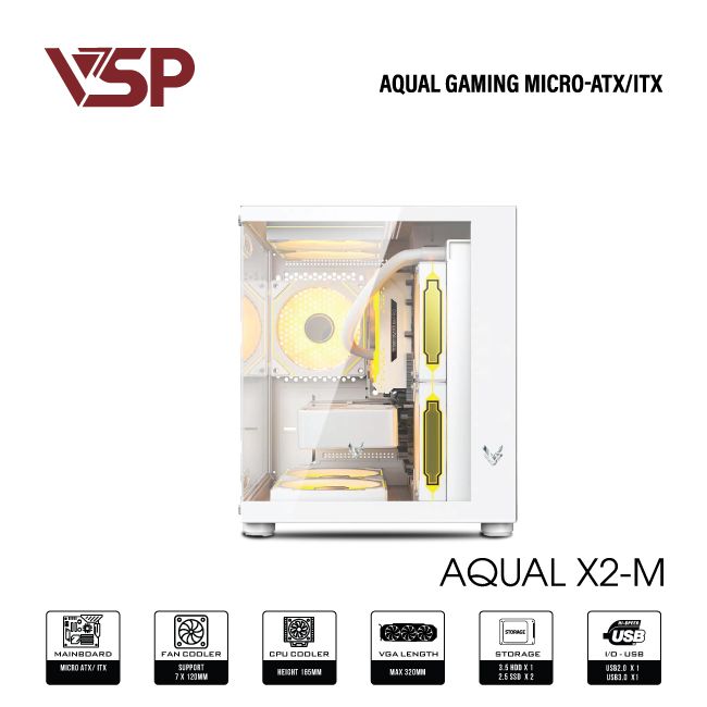 VỎ CASE MÁY TÍNH AQUAL X2-M WHITE