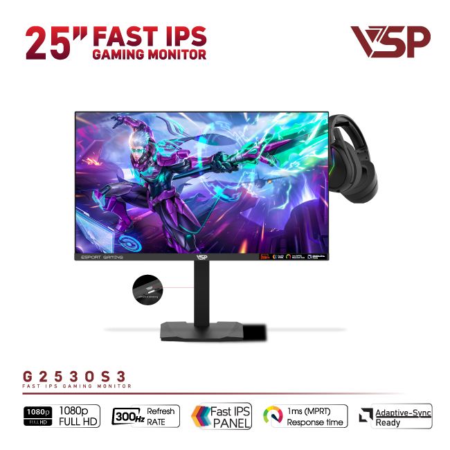 Màn hình VSP Gaming G2530S3 (25inch / Fast IPS / FHD / 300Hz / 1ms / FreeSync / Adaptive-Sync)
