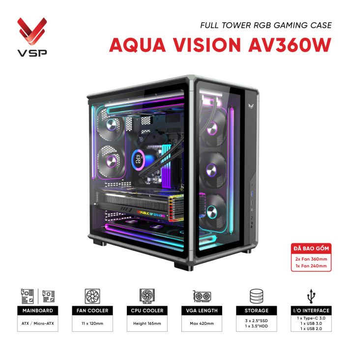 Vỏ Case VSP AQUA VISION AV360W Đen