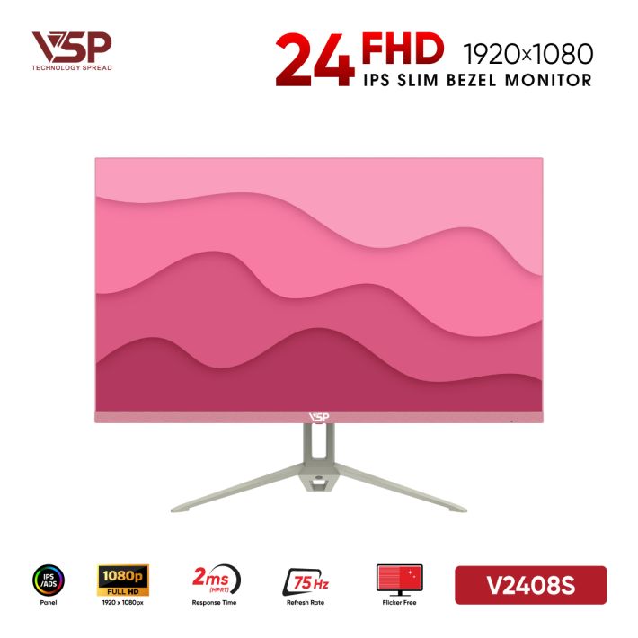 Màn Hình VSP V2408S Hồng (24inch / IPS / FHD / 75Hz / 2ms / Loa tích hợp)