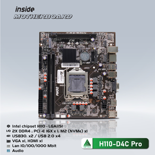MAINBOARD VSPTECH H110-D4C Pro