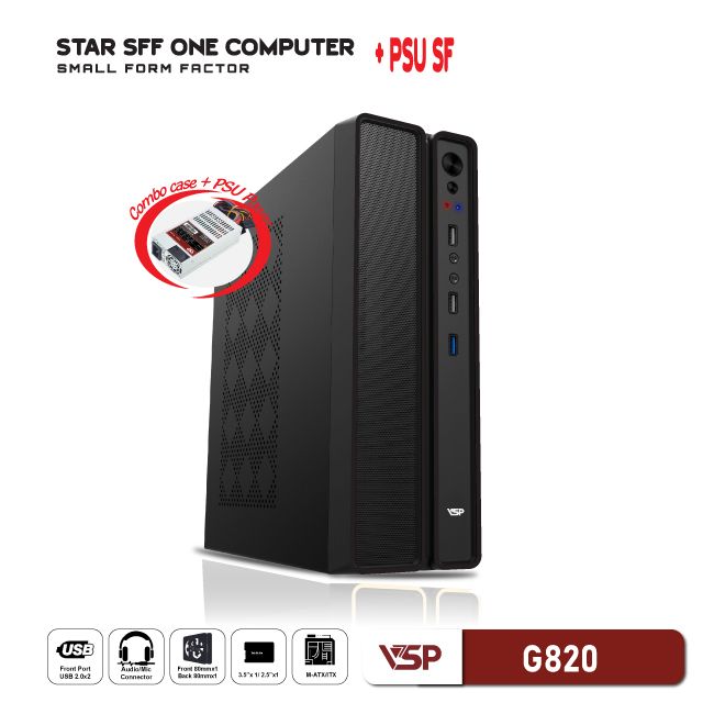Combo Vỏ Case Máy Tính VSP SFF + Nguồn 200W - G820