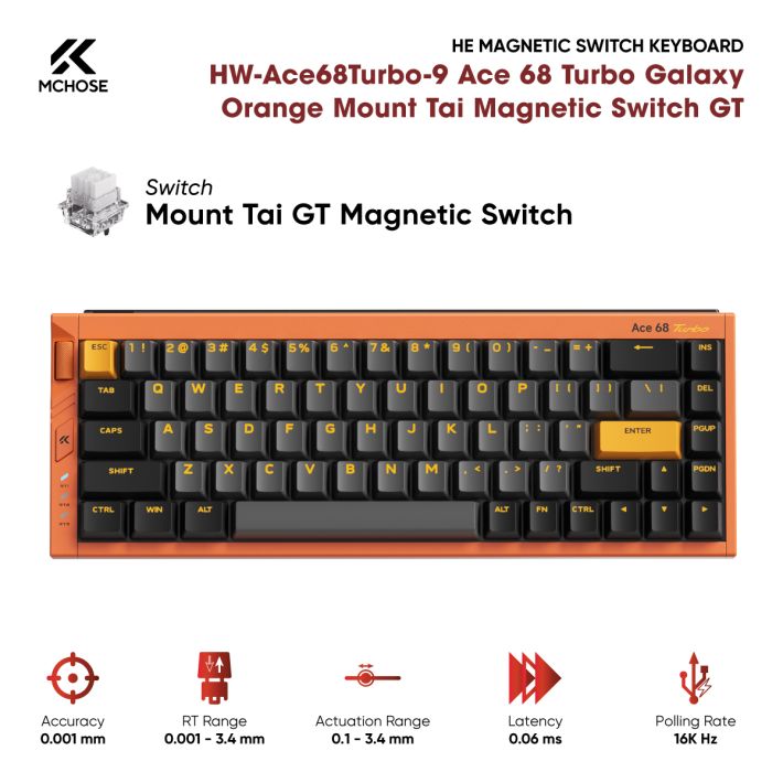 Bàn phím MCHOSE HW-Ace68Turbo-9 Galaxy Orange (Mount Tai Magnetic / 65% ANSI / Có Dây / Polling Rate 16K)