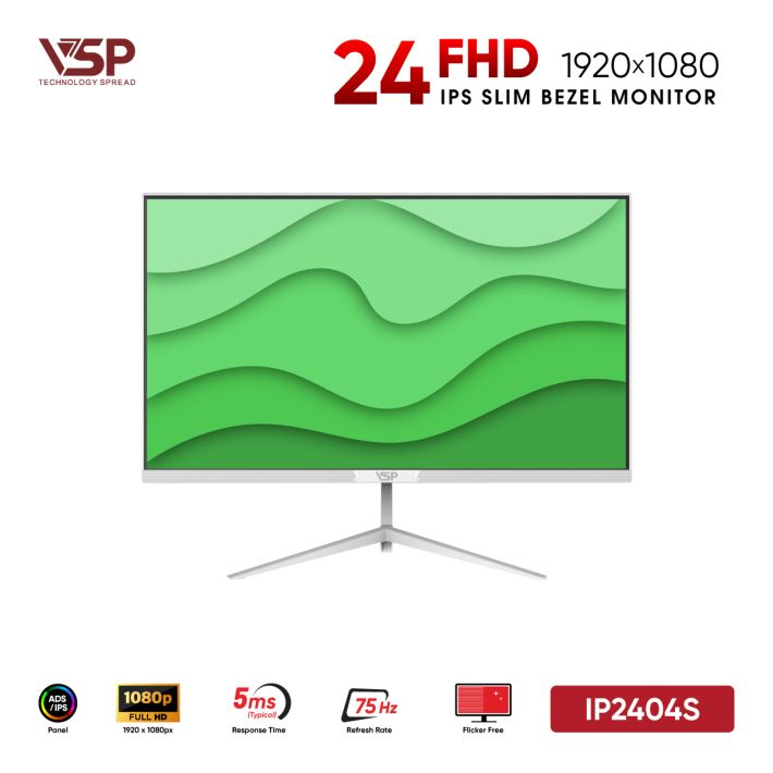 Màn Hình Văn Phòng VSP IP2404S Trắng (24inch / IPS / FHD / 75Hz / 5ms / Loa tích hợp)