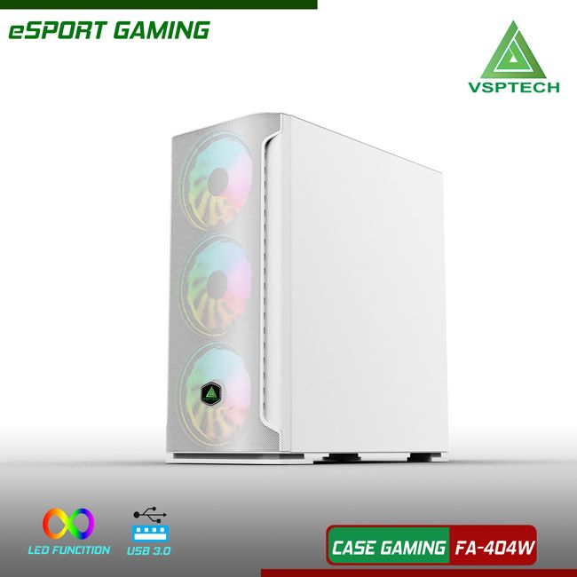 Case gaming VSPTECH FA-404W kèn 3 fan LED mặt trước