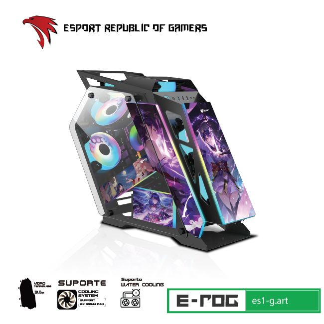 VỎ CASE MÁY TÍNH VSP ESPORT REPUBLIC OF GAMERS ES1-G.ART - ĐEN